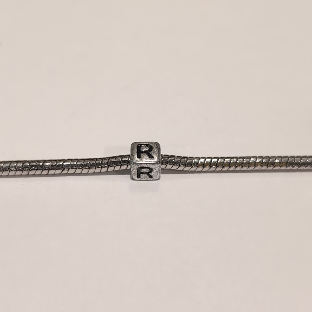 Silver R Spacer‎ Charm for Pandora Style Bracelet